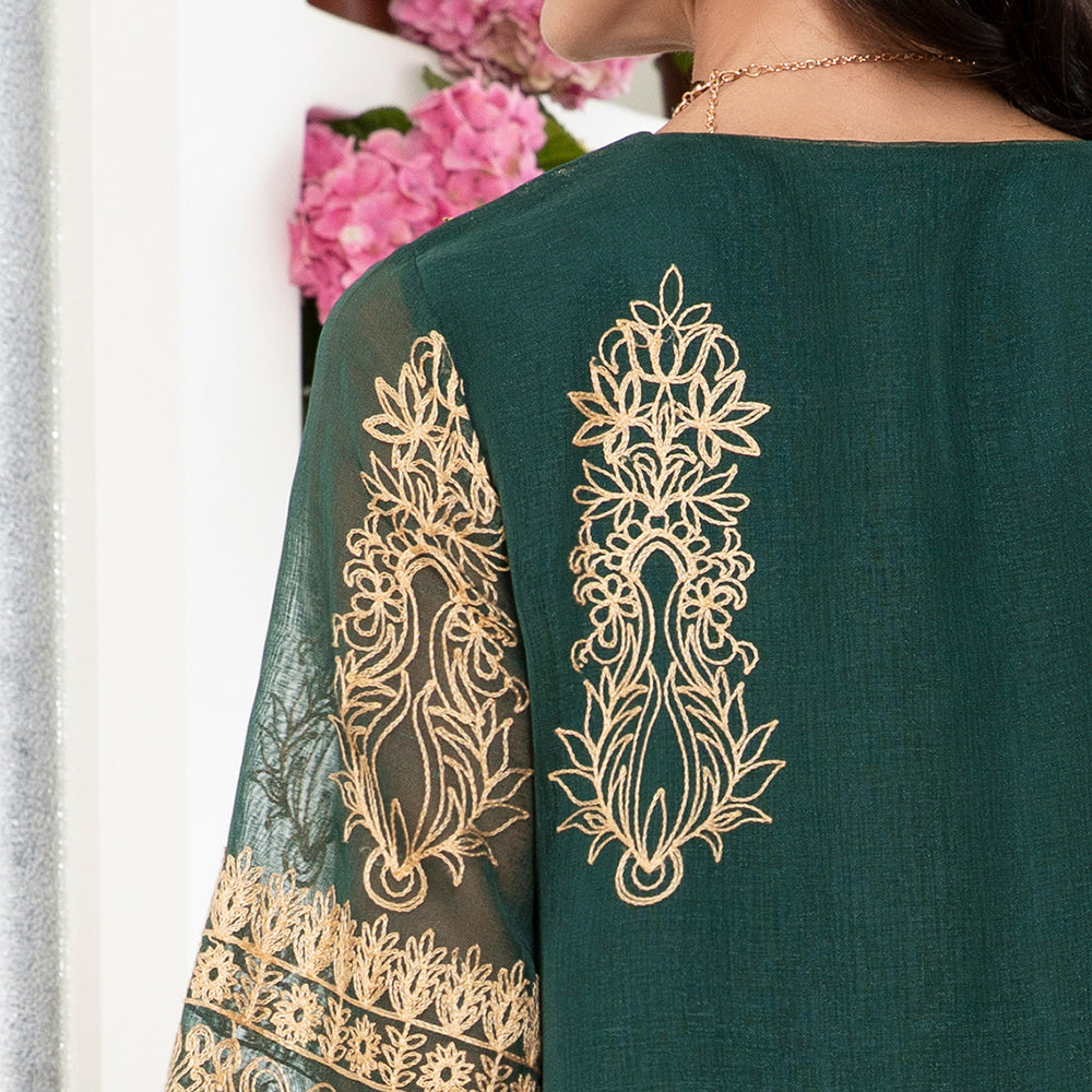 Celebrity Style Elegant Style V-neck Jacquard Flowers Luster Embroidery Applique Flared Sleeve Kaftan